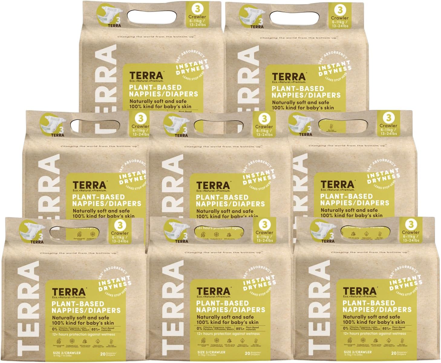 Terra Size 5 Diapers: 85% Plant-Based Diapers, Ultra-Soft & Chemical-Free for Sensitive Skin, Superior Absorbency for Day or Nighttime Diapers, Designed for Toddlers 28-39 Pounds, 16 Count - Image 2